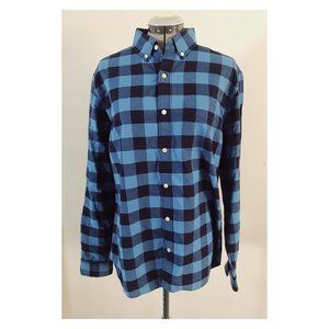 Gap Sz M Navy and Blue Buffalo Check Standard Fit Oxford Shirt